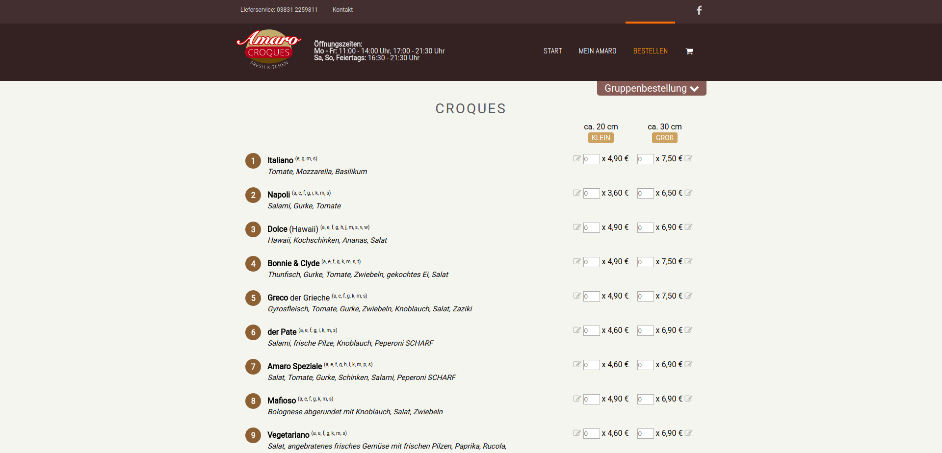 Amaro Croques Gruppenbestellung Datenschutz Stralsund